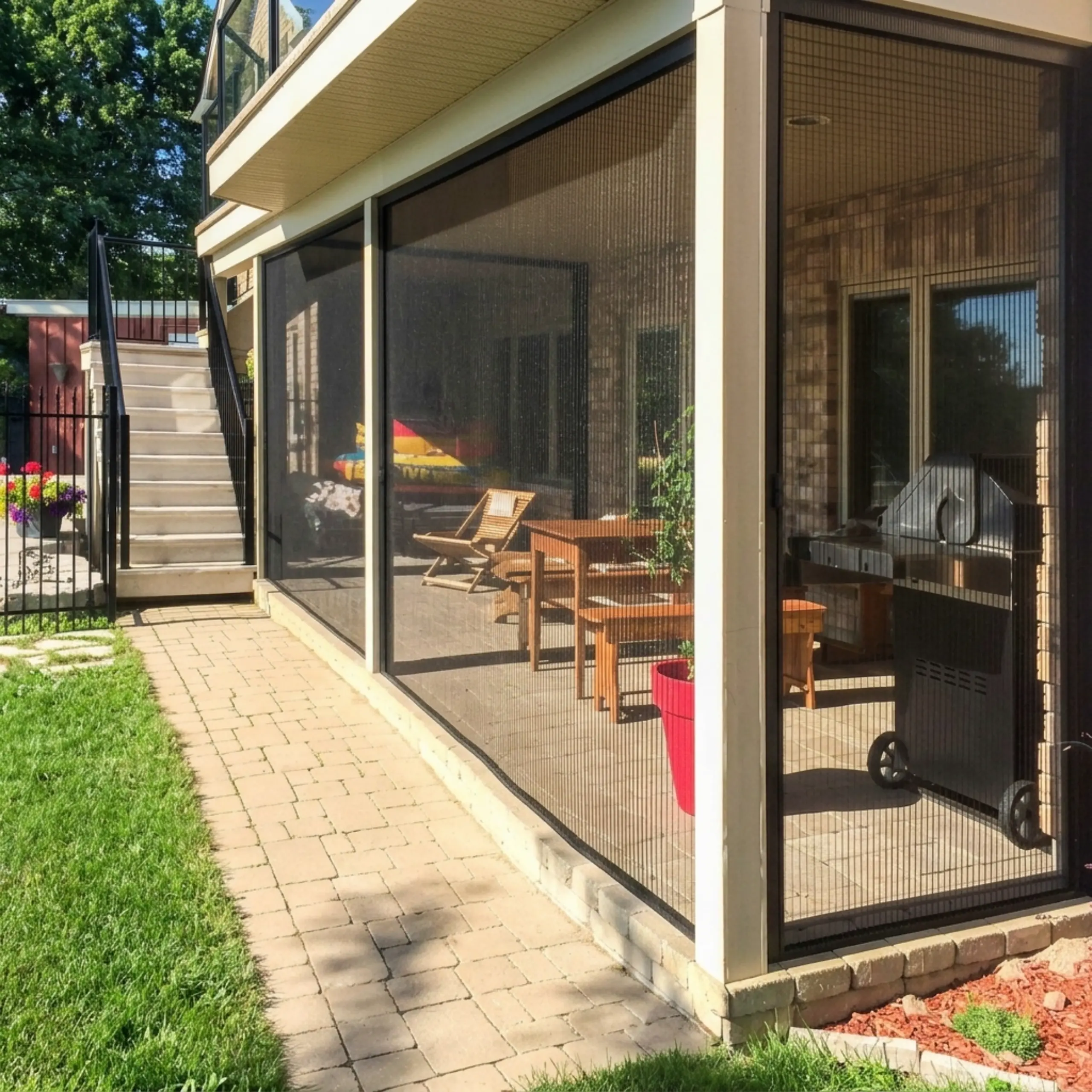 Screen room on a Central Ohio home providing bug-free outdoor living.