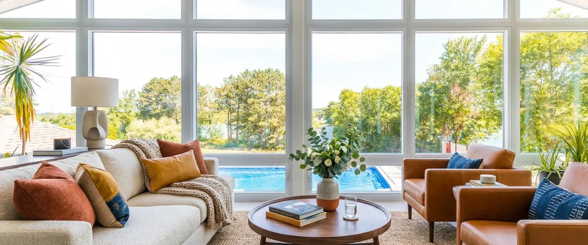 Insulated sunroom designed for comfort during hot Ohio summers.