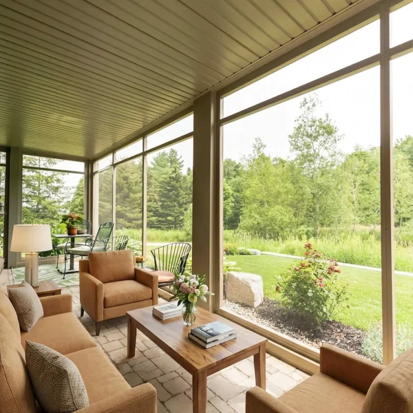 Screen room on a Central Ohio home providing bug-free outdoor living.