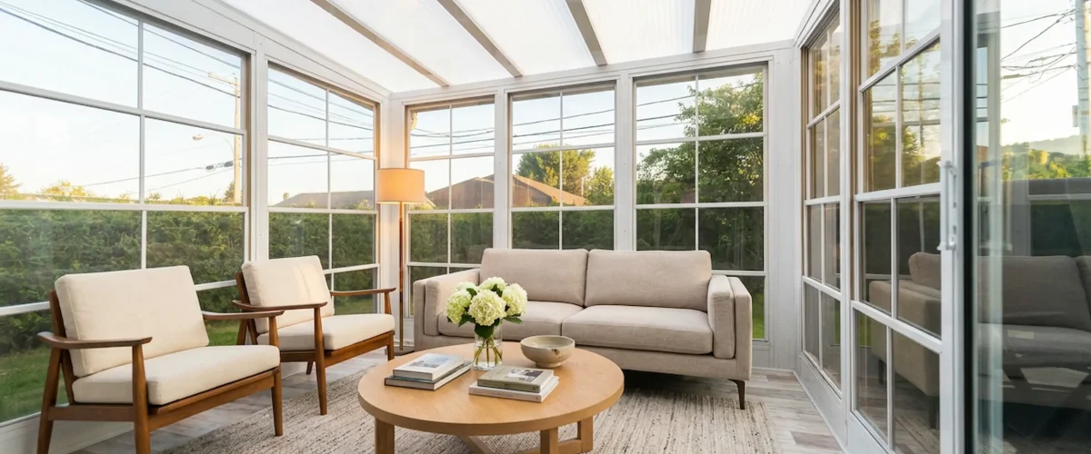 3-season vinyl sunroom providing comfort during Ohio fall weather.