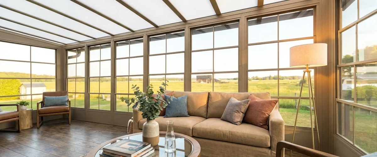 3-season vinyl sunroom providing comfort during Ohio fall weather.