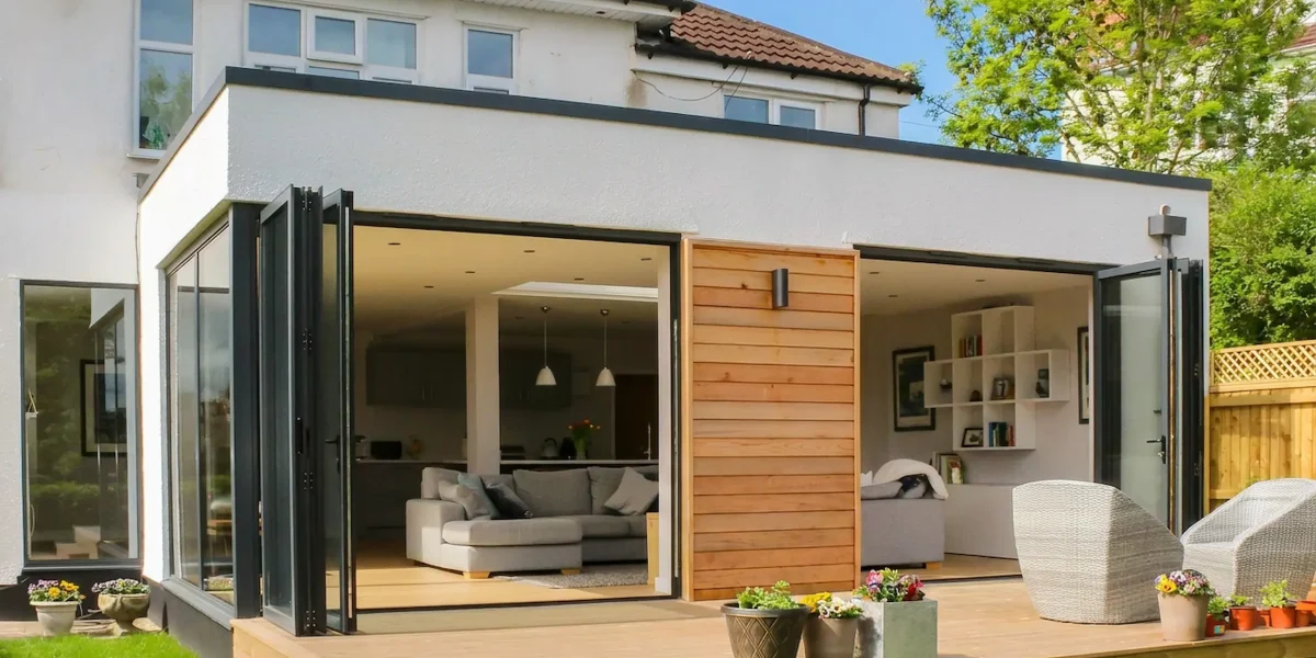 WeatherMaster bi-fold doors opening onto a patio in Columbus.